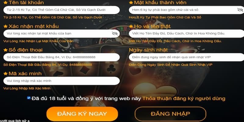 Xác nhận dữ liệu khi đăng ký